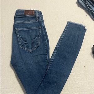 Hollister Dark Blue Skinny Jeans with Frayed Hem